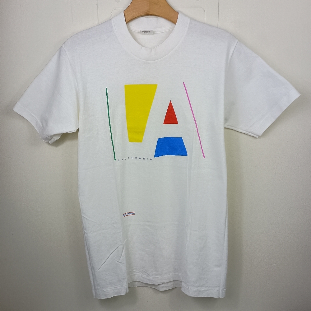 Vintage 80s LA California T Shirt White Large Short Sleeve Single Stitch USA - Picture 15 of 15